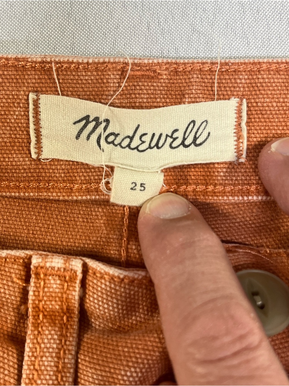 Madewell Emmett Wide Leg Crop Rust Orange Canvas High Rise Pants Size 25 - Picture 8 of 10